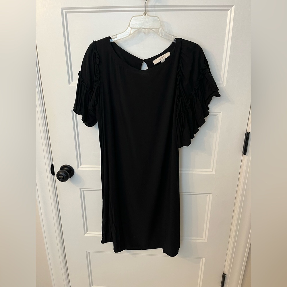 LOFT Elegant Black dress w/flared sleeve